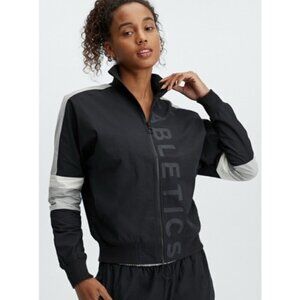 Fabletics Woman's Sz M Jayda Black Full Zip Lightweight Jacket Spell Out